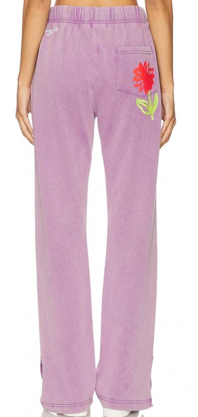 The Mayfair Group You Deserve Flowers Wide Leg Sweatpants Purple XS